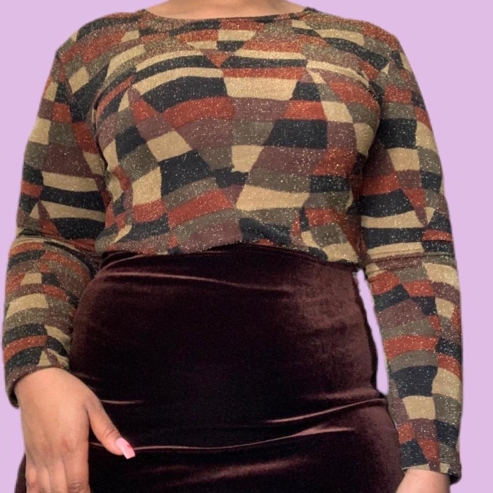 Geometric Patchwork Long Sleeve Top